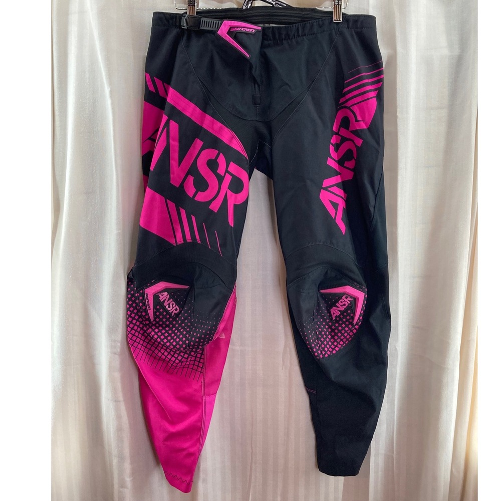 ANSR Syncron Women's Motocross Pants Black Pink Size 14‎ Padded Knee (flawed)